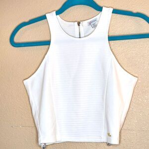 Guess White Tank Zipper Back Crop Top Blouse Shirt Top XS